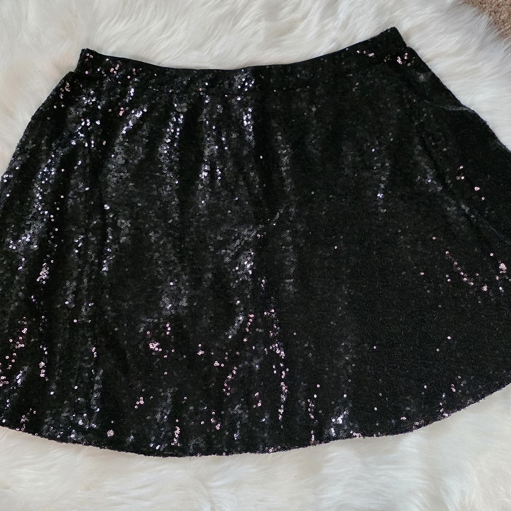 Xhilaration Black Sequin Skater Skirt